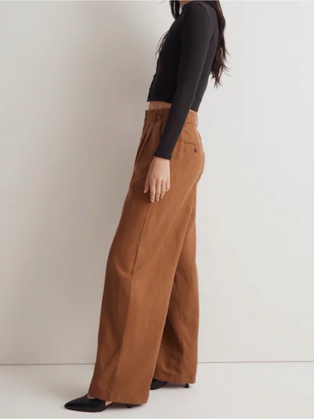 Madewell Harlow Wide-Leg Pants Brown High Rise Trouser Pant Size 8 NWOT - Picture 5 of 7